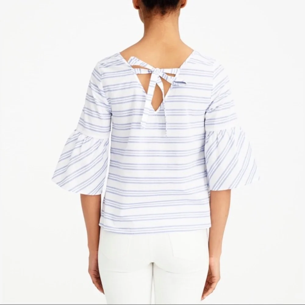 EUC J.‎ Crew Striped bell-sleeve tie-back top